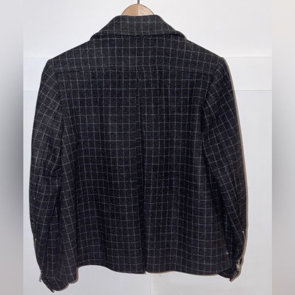 FILIPPA K // Swedish 🇸🇪 brand wool blend grid pattern moto jacket swing coat - Picture 8 of 15